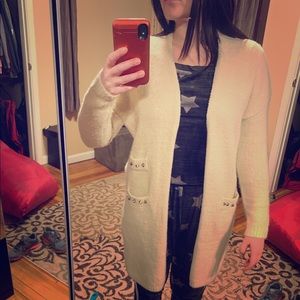 BCBG MazAzria studded pocket cardigan sweater